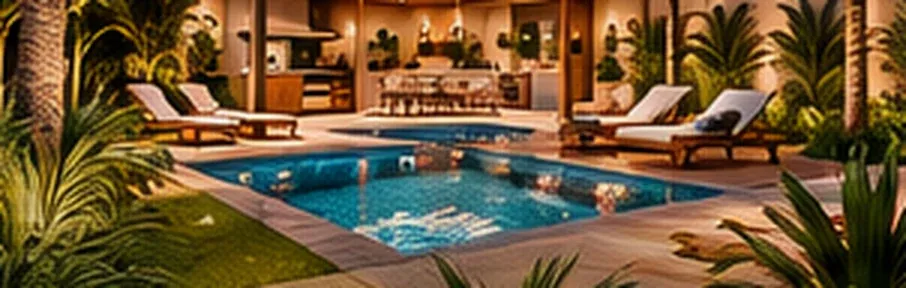 Piscina residencial de inspiração tropical